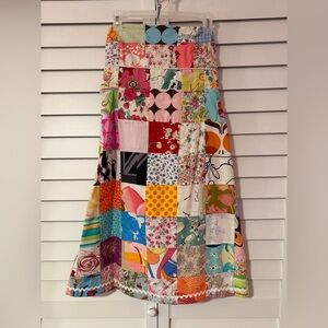 Love Life by Felice Pappas Colorful Patchwork Strapless Tie-Back Dress